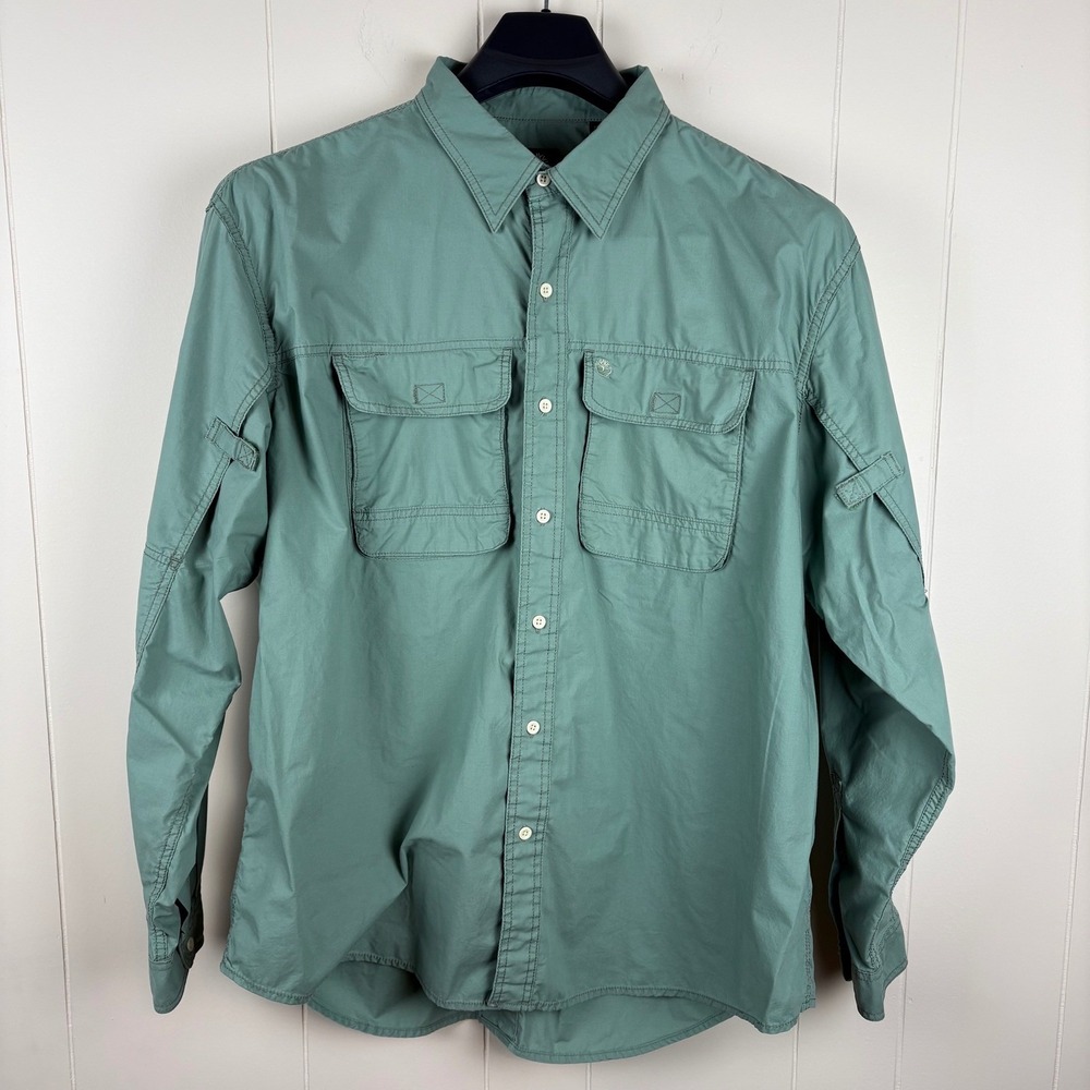 Timberland Mens 2XL Sage Green Sorona Blend Vented Long Sleeve Utility Shirt